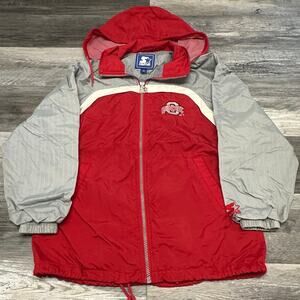 Vintage Starter Ohio State OSU Buckeyes Red Gray White Men M Windbreaker Jacket
